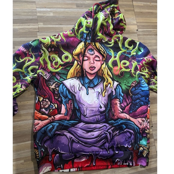 Purple Psychedelic Melty Alice  hoodie Sweater with Abstract Design - Picture 2 of 7